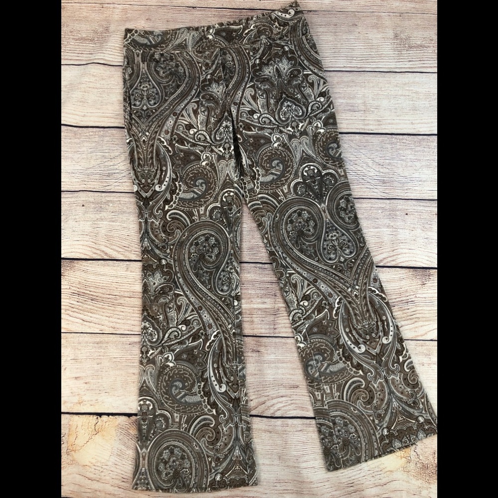 Escada 44 (US 8) paisley corduroy pants flare